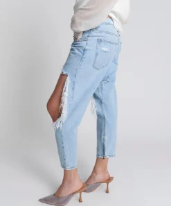 Denim Jeans|ONE TEASPOON Blue Latte Kingpins Cropped Boyfriend Jeans