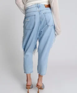 Denim Jeans|ONE TEASPOON Blue Latte Kingpins Cropped Boyfriend Jeans