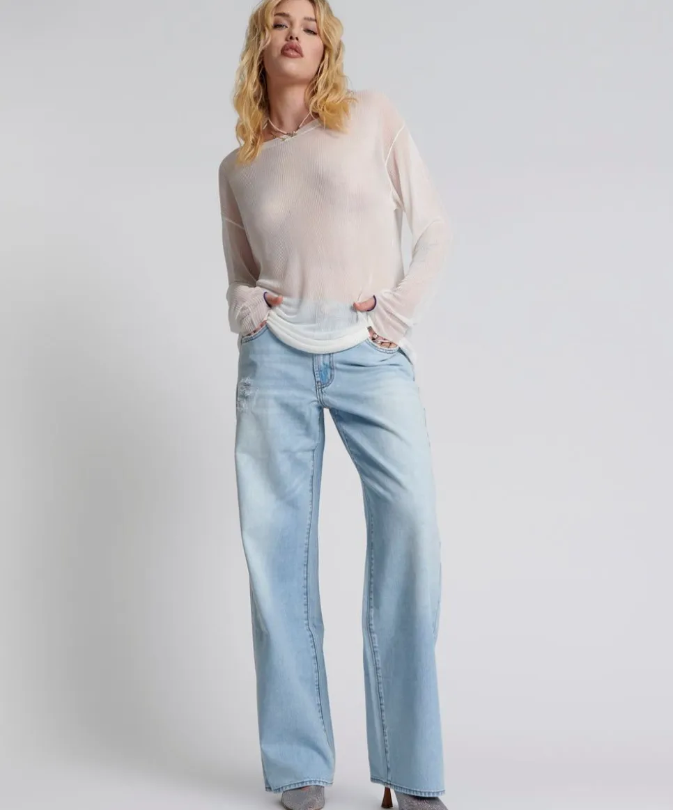 Denim Jeans|ONE TEASPOON Blue Latte Lowrider Wide Leg Jeans