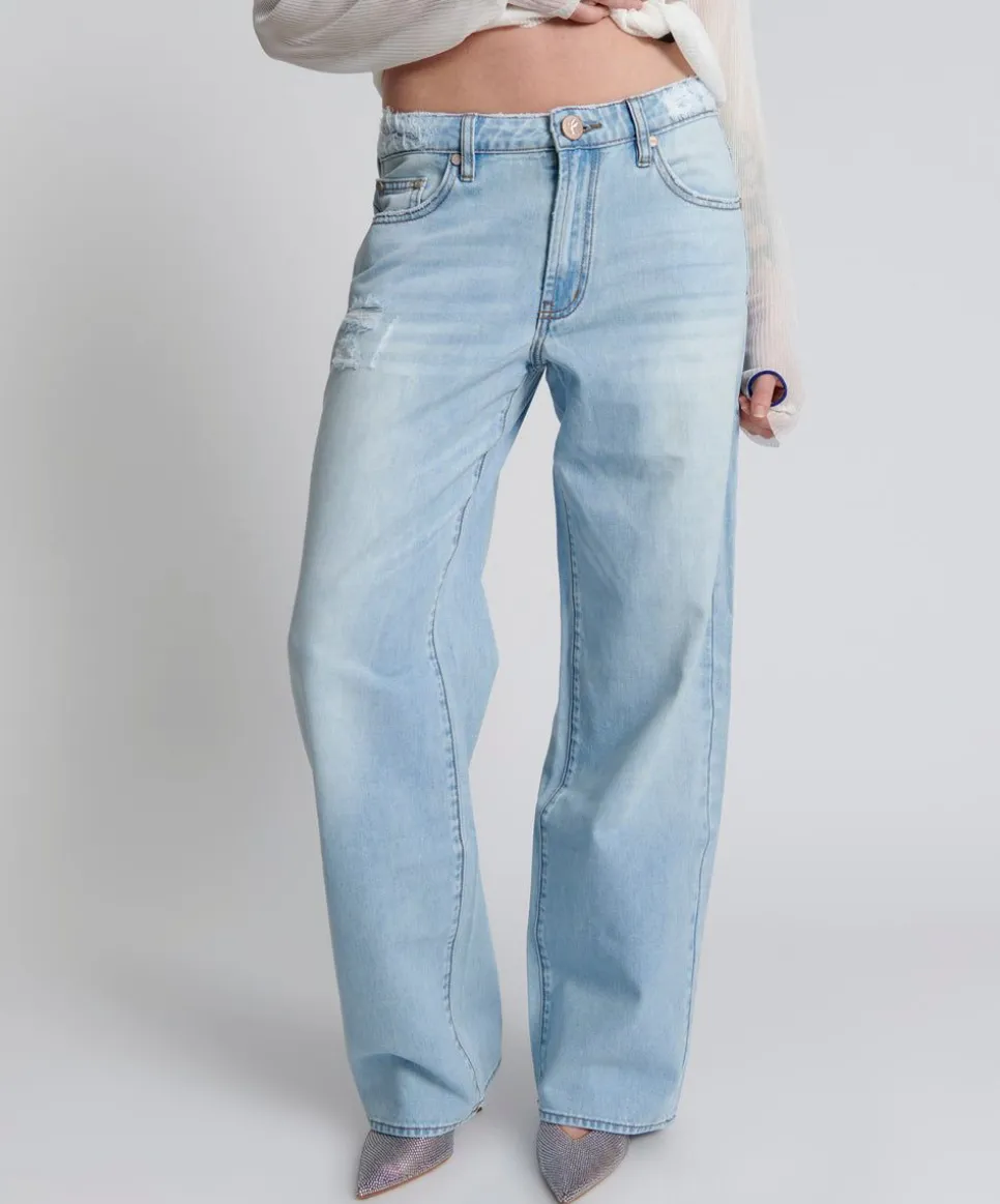 Denim Jeans|ONE TEASPOON Blue Latte Lowrider Wide Leg Jeans