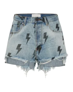 Denim Shorts|ONE TEASPOON Blue Lightning Le Wolves Mid Length Denim Shorts