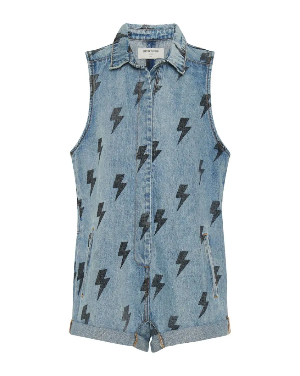 Denim Jumpsuits|ONE TEASPOON Blue Lightning Mini Braxton Jumpsuit
