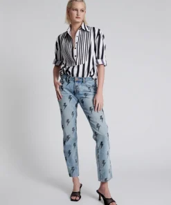 Denim Jeans|ONE TEASPOON Blue Lightning Trucker Low Waist Straight Leg Jeans