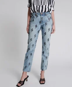 Denim Jeans|ONE TEASPOON Blue Lightning Trucker Low Waist Straight Leg Jeans