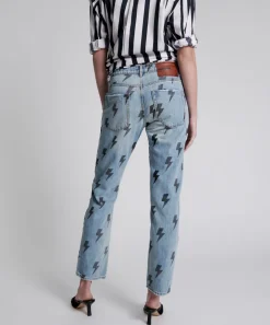 Denim Jeans|ONE TEASPOON Blue Lightning Trucker Low Waist Straight Leg Jeans