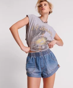 Denim Shorts|ONE TEASPOON Blue Lilac Hunters Mid Length Relaxed Shorts