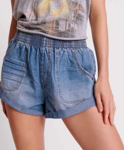 Denim Shorts|ONE TEASPOON Blue Lilac Hunters Mid Length Relaxed Shorts