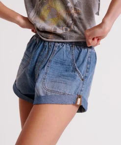 Denim Shorts|ONE TEASPOON Blue Lilac Hunters Mid Length Relaxed Shorts