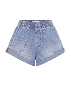 Denim Shorts|ONE TEASPOON Blue Lilac Hunters Mid Length Relaxed Shorts