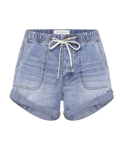Denim Shorts|ONE TEASPOON Blue Lilac Shabby Bandit Drawstring Boyfriend Shorts