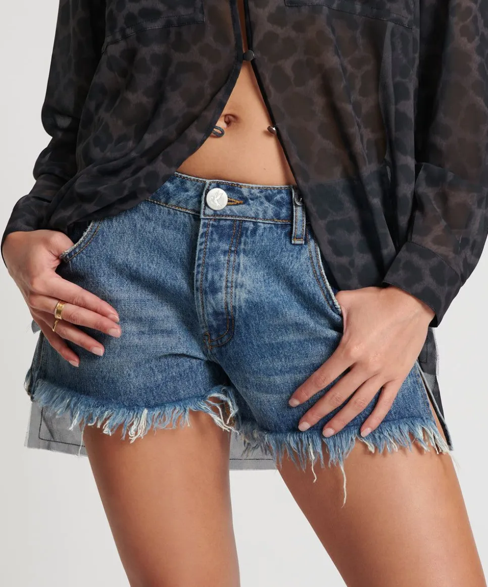 Denim Shorts|ONE TEASPOON Blue Love Marlons Low Waist Boyfriend Shorts