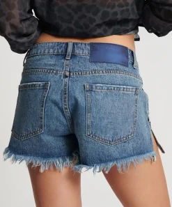 Denim Shorts|ONE TEASPOON Blue Love Marlons Low Waist Boyfriend Shorts