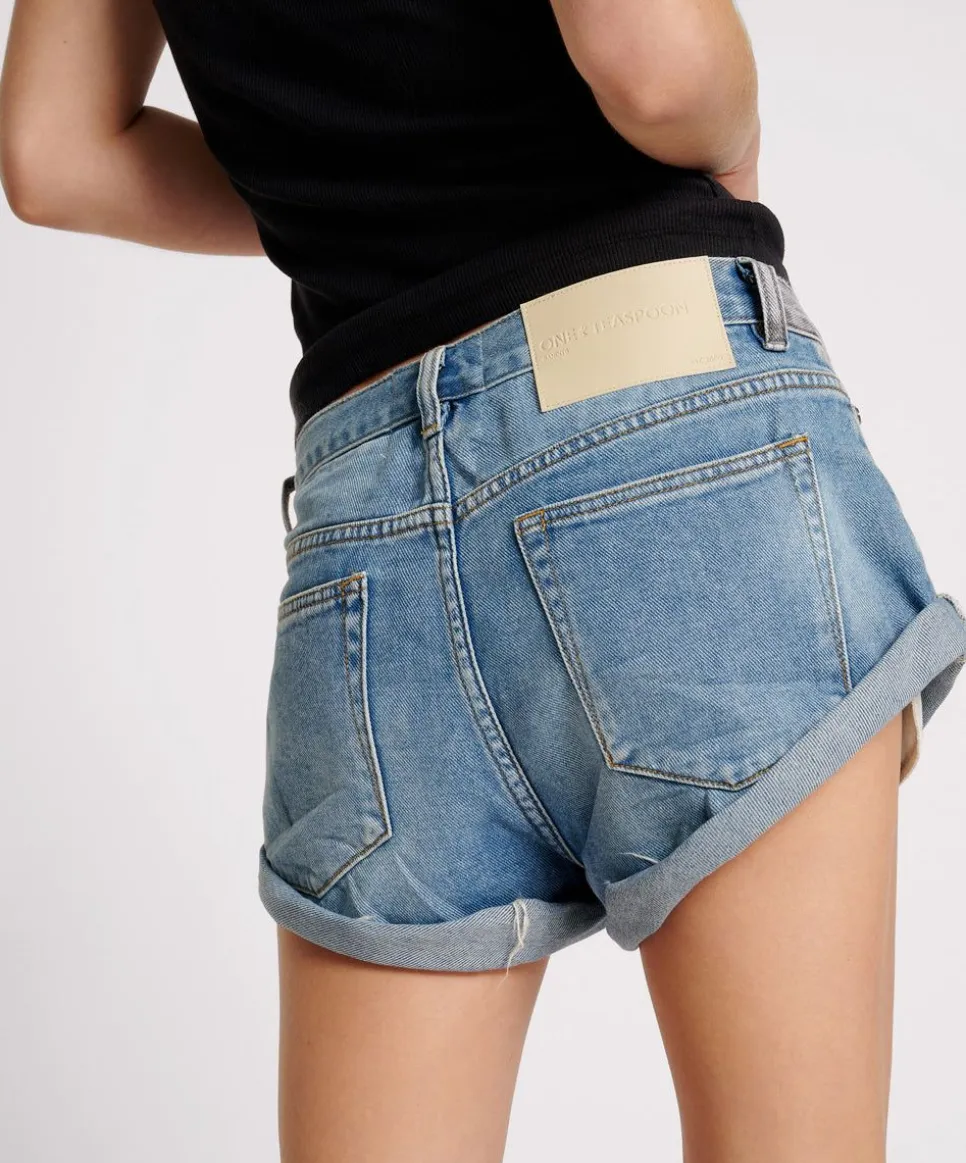 Denim Shorts|ONE TEASPOON Blue Rapture Chained Bandits Low Waist Denim Shorts