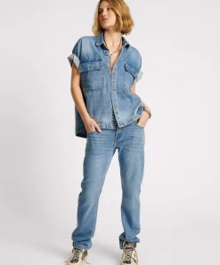 Shirts|ONE TEASPOON Blue Rapture Cut Off Denim Shirt