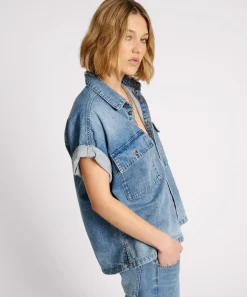 Shirts|ONE TEASPOON Blue Rapture Cut Off Denim Shirt
