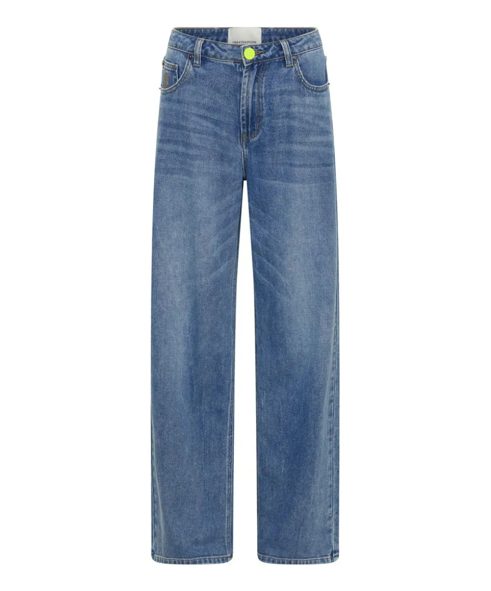 Denim Jeans|ONE TEASPOON Blue Rapture Jackson Mid Waist Wide Leg Denim Jeans