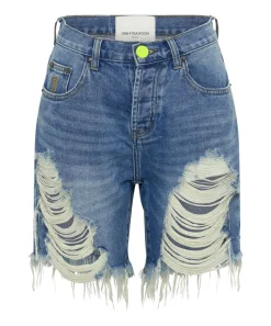 Denim Shorts|ONE TEASPOON Blue Rapture Stevies High Waist Long Length Boyfriend Denim Shorts