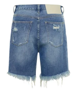 Denim Shorts|ONE TEASPOON Blue Rapture Stevies High Waist Long Length Boyfriend Denim Shorts