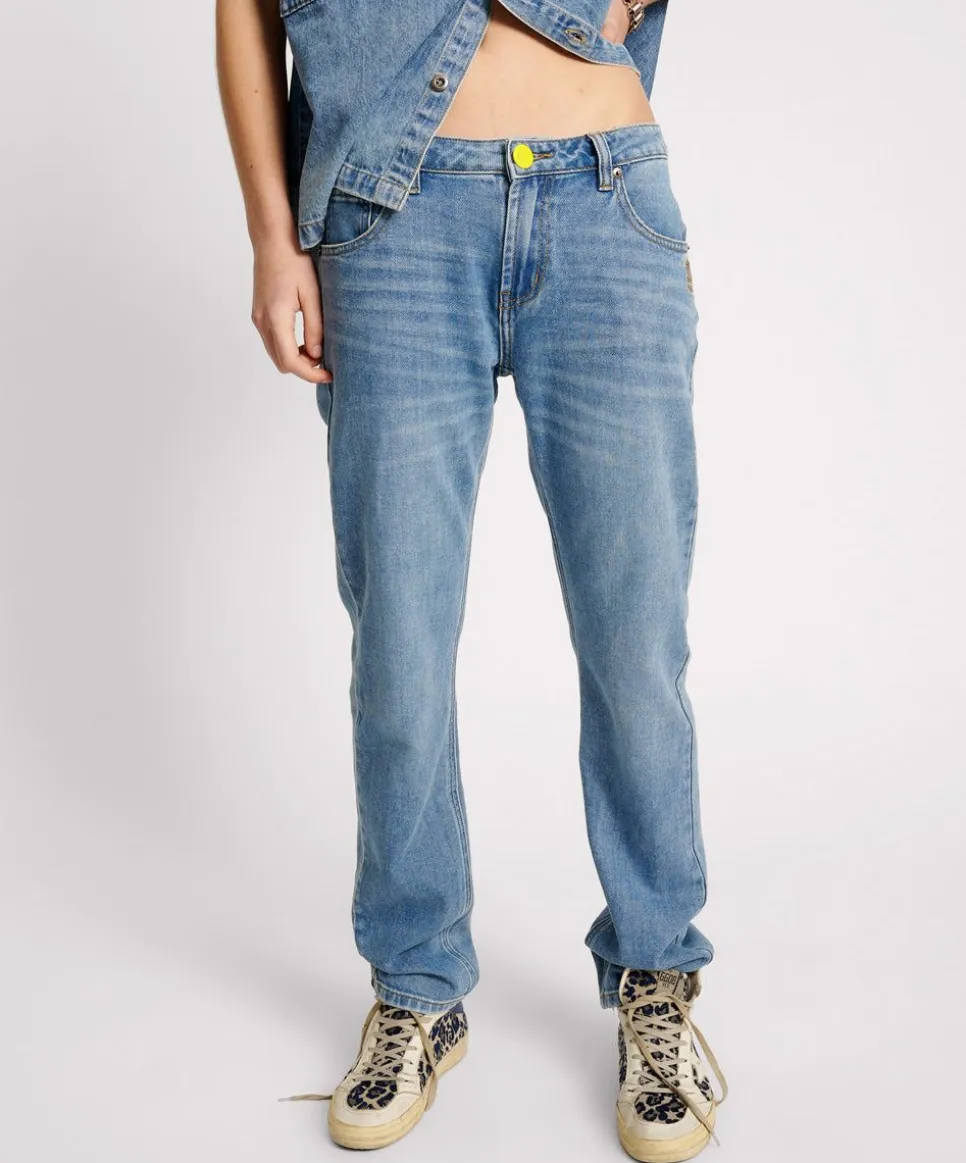 Denim Jeans|ONE TEASPOON Blue Rapture Truckers Low Waist Straight Leg Denim Jeans