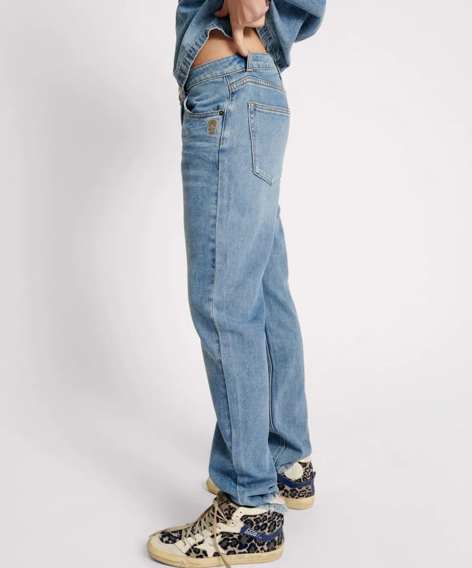 Denim Jeans|ONE TEASPOON Blue Rapture Truckers Low Waist Straight Leg Denim Jeans