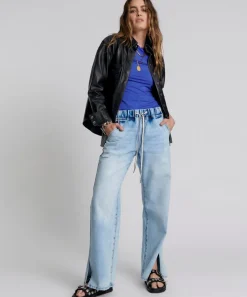 Denim Jeans|ONE TEASPOON Blue Tornado Roadhouse Wide Leg Drawstring Jeans