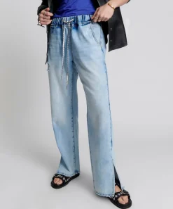 Denim Jeans|ONE TEASPOON Blue Tornado Roadhouse Wide Leg Drawstring Jeans