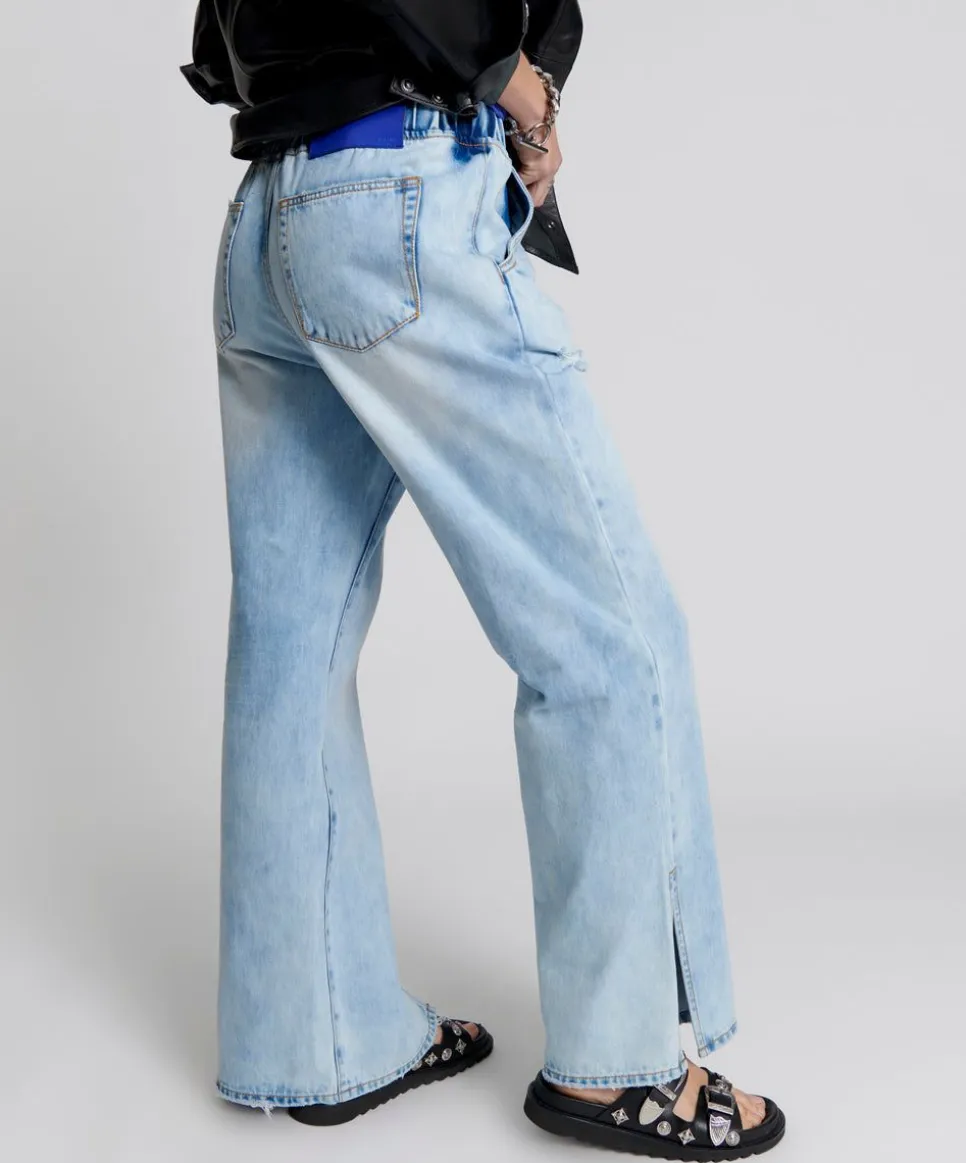 Denim Jeans|ONE TEASPOON Blue Tornado Roadhouse Wide Leg Drawstring Jeans