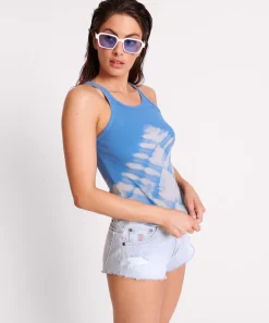 Tees & Tanks|ONE TEASPOON Blue X-Ray Rib Singlet