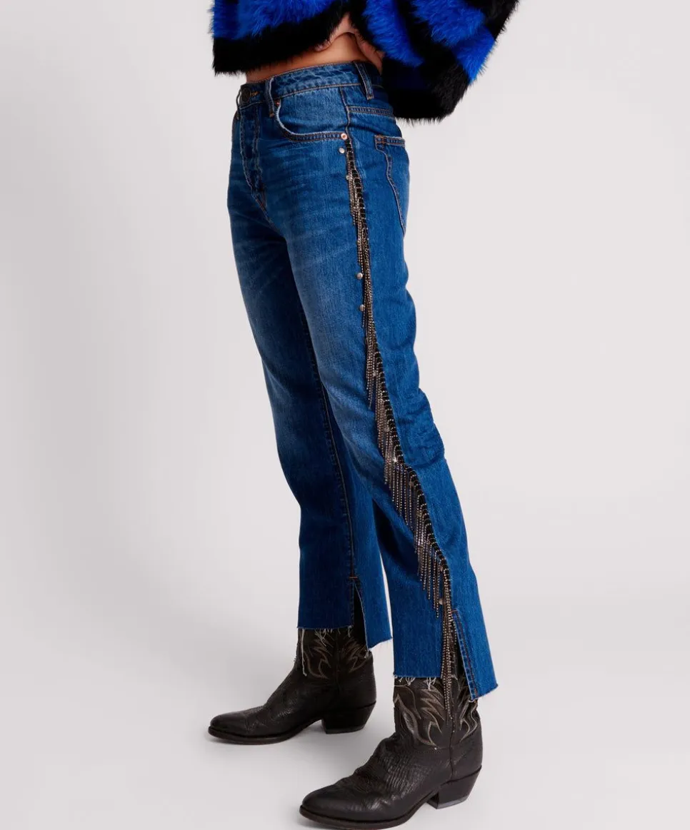 Denim Jeans|ONE TEASPOON Bluemoon Jewelled Hooligans Mid Waist Relaxed Jeans