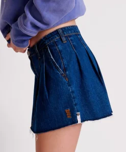 Denim Skirts|ONE TEASPOON Bluemoon Pleated Micro Mini Denim Skirt