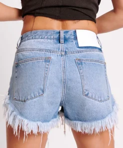 Denim Shorts|ONE TEASPOON Bolt Blue Outlaws Mid Waist Denim Shorts