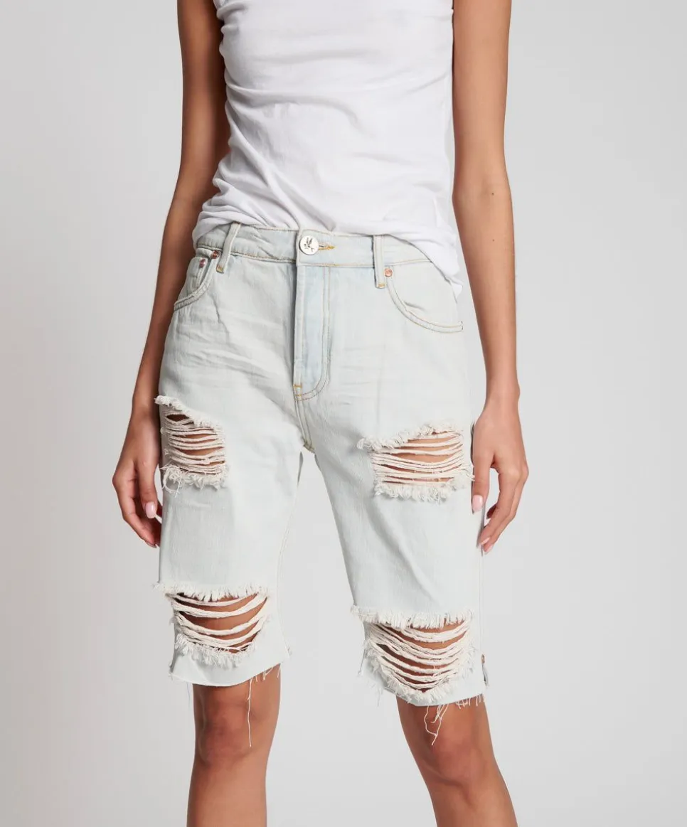 Denim Shorts|ONE TEASPOON Brando Longline Truckers Mid Waist Relaxed Shorts
