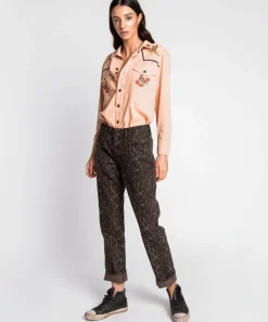 Denim Jeans|ONE TEASPOON Bronze Leopard Truckers Mid Rise Straight Leg Jeans