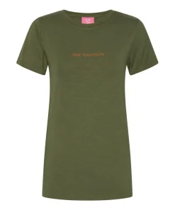 Graphic Tees|ONE TEASPOON Burnt Olive Logo Fitted Tee