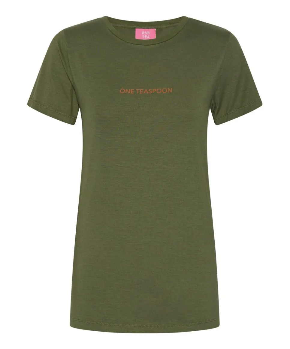 Graphic Tees|ONE TEASPOON Burnt Olive Logo Fitted Tee