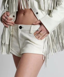 Bottoms|ONE TEASPOON Chaos Walking Fringed Leather Bandit Shorts