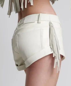 Bottoms|ONE TEASPOON Chaos Walking Fringed Leather Bandit Shorts