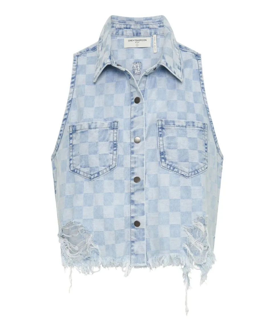 Denim Tops|ONE TEASPOON Checkmate Denim Braxton Top