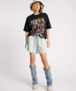 Denim Shorts|ONE TEASPOON Checkmate Studded Denim Boxer Shorts