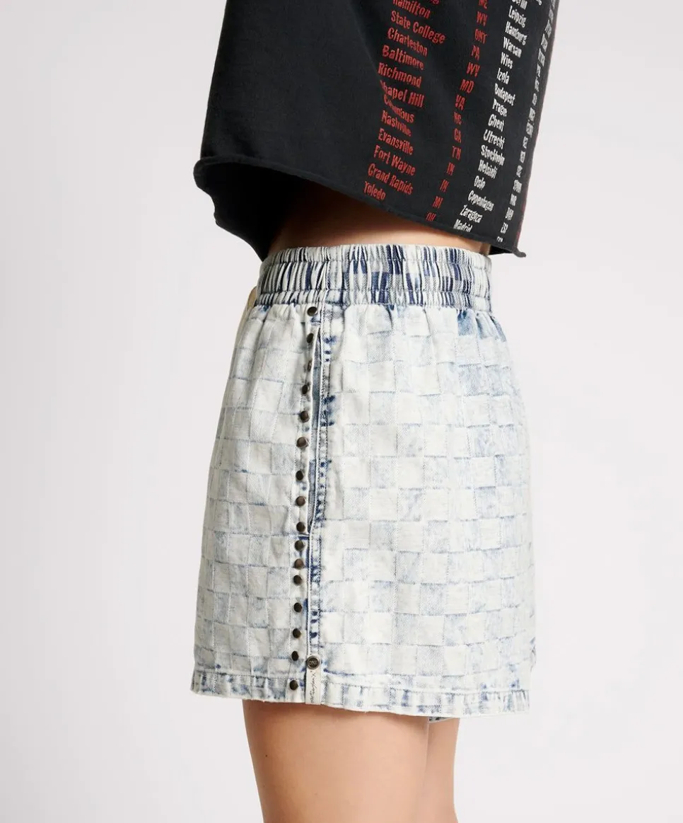 Denim Shorts|ONE TEASPOON Checkmate Studded Denim Boxer Shorts