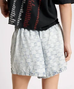 Denim Shorts|ONE TEASPOON Checkmate Studded Denim Boxer Shorts