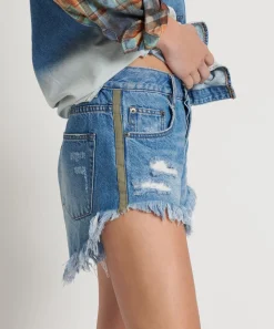 Denim Shorts|ONE TEASPOON Ciao Blue Outlaws Mid Length Denim Shorts