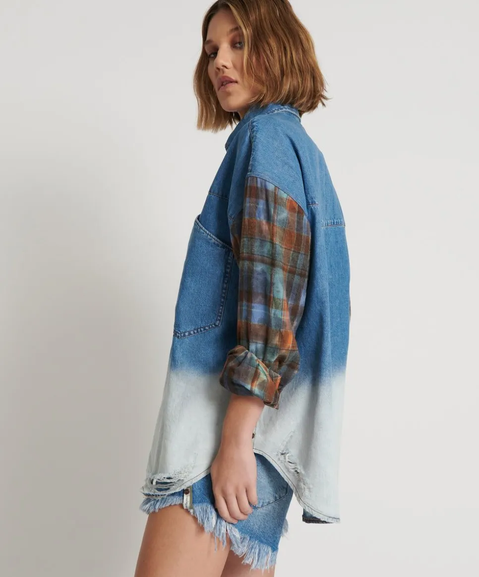 Shirts|ONE TEASPOON Ciao Blue Revolver Denim Flannel Shirt