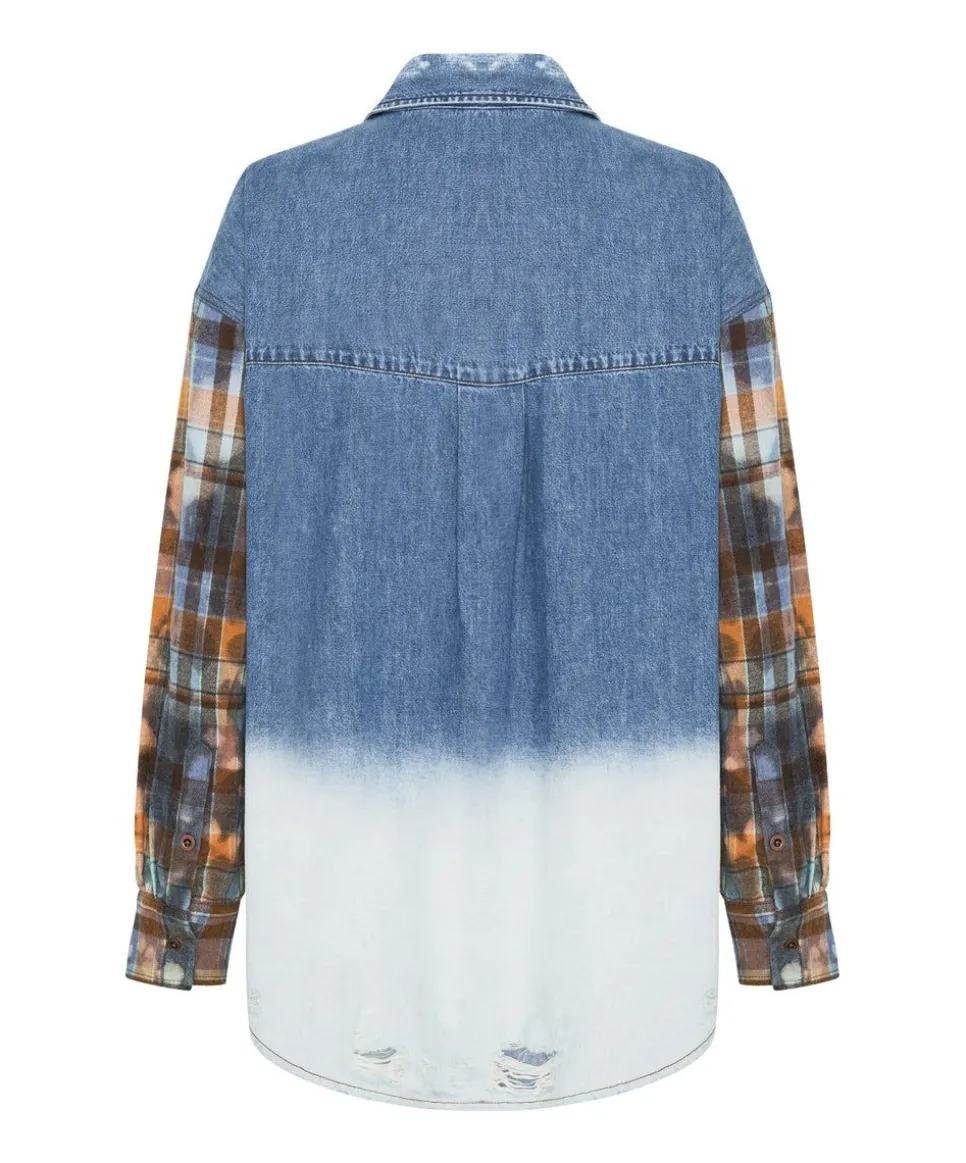 Shirts|ONE TEASPOON Ciao Blue Revolver Denim Flannel Shirt