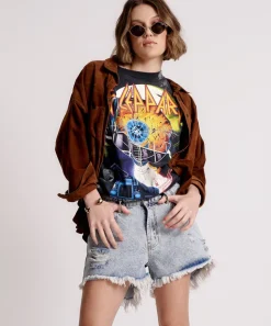 Denim Shorts|ONE TEASPOON Circus Blue Trucker Mid Waist Denim Shorts