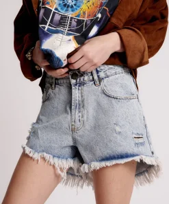 Denim Shorts|ONE TEASPOON Circus Blue Trucker Mid Waist Denim Shorts