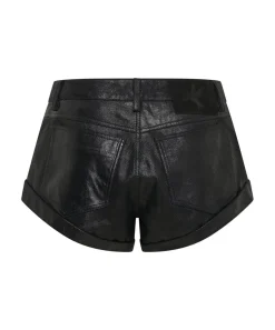 Bottoms|ONE TEASPOON Coated Black Leather Bandits Shorts
