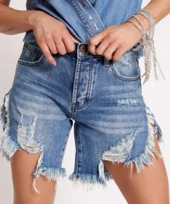 Denim Shorts|ONE TEASPOON Cobaine Frankies High Waist Long Length Denim Shorts