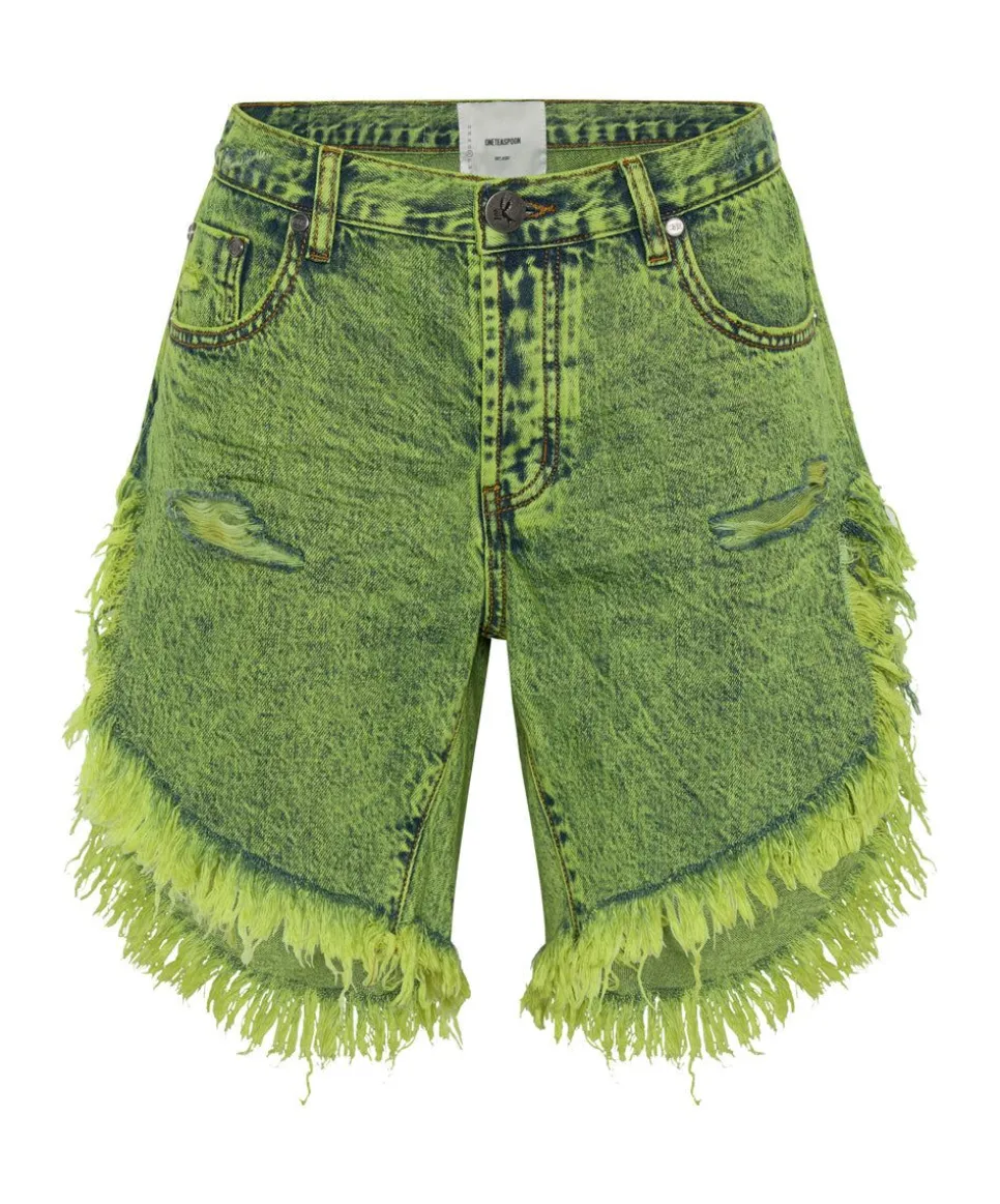 Denim Shorts|ONE TEASPOON Cyber Lime Frankies Long Length Boyfriend Shorts