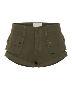 Denim Shorts|ONE TEASPOON Dark Khaki Cadet Bandits Low Waist Shorts